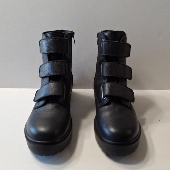 Steve Madden Black Leather Wayne Grunge Goth Gorpcore Lug Sole Moto Boots Size 8 - Picture 3 of 15